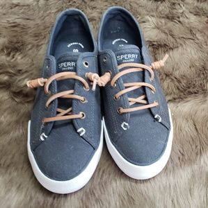 Sperry Top Slider navy canvas shoe